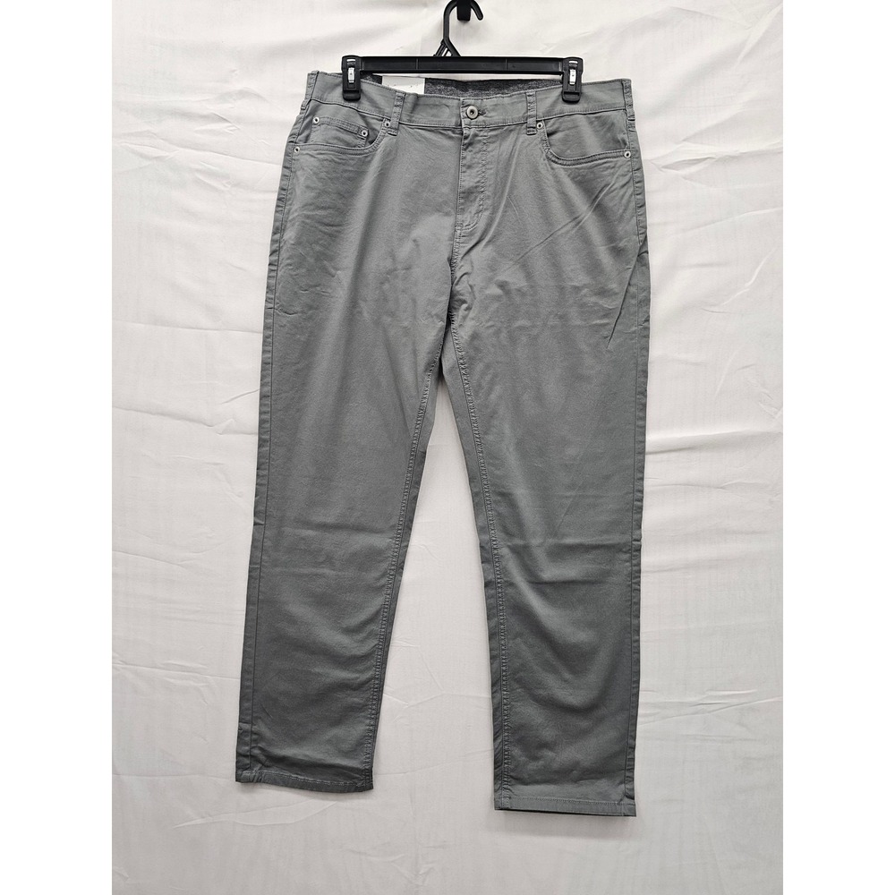 Members Mark Mens Mason Straight Fit Pants Gray Cotton Blend Casual Size 38x32
